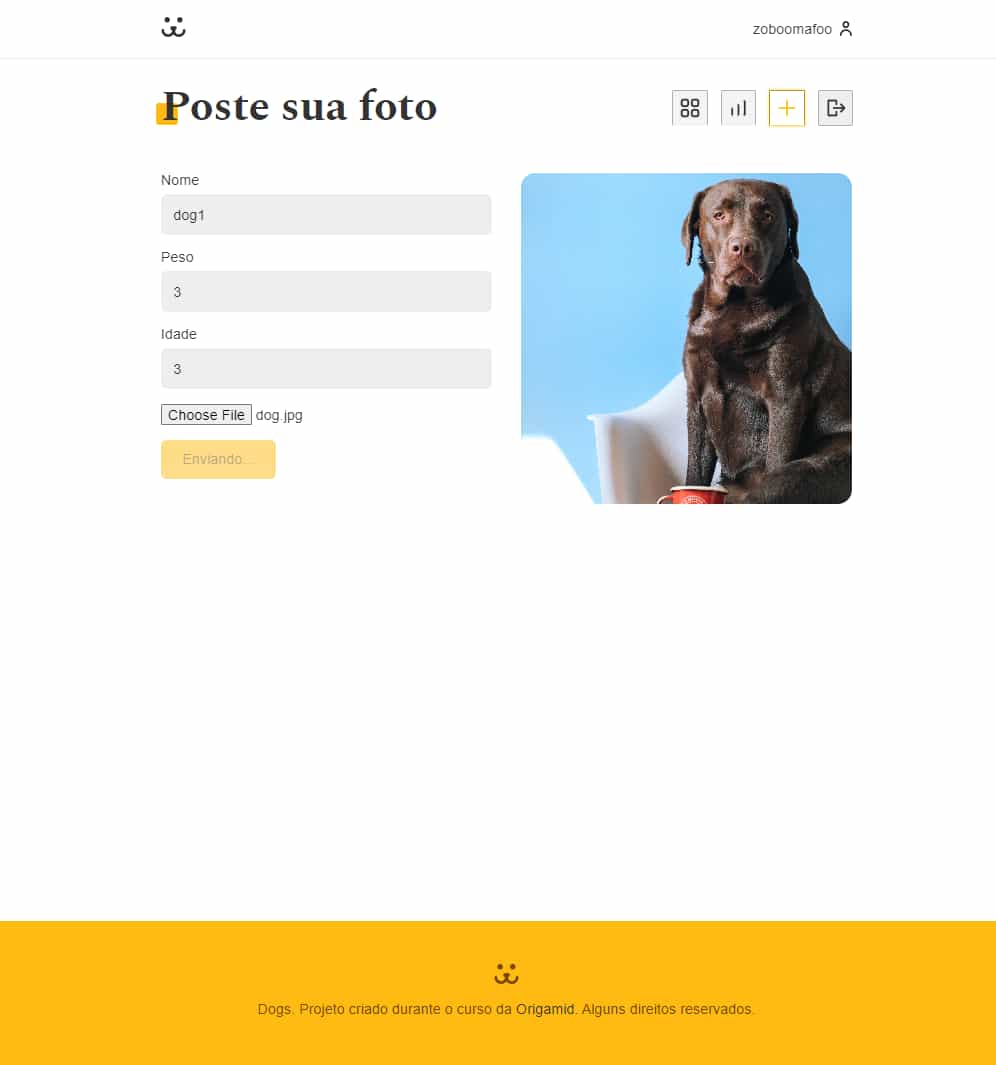 Screenshot dogs adicionando fotos