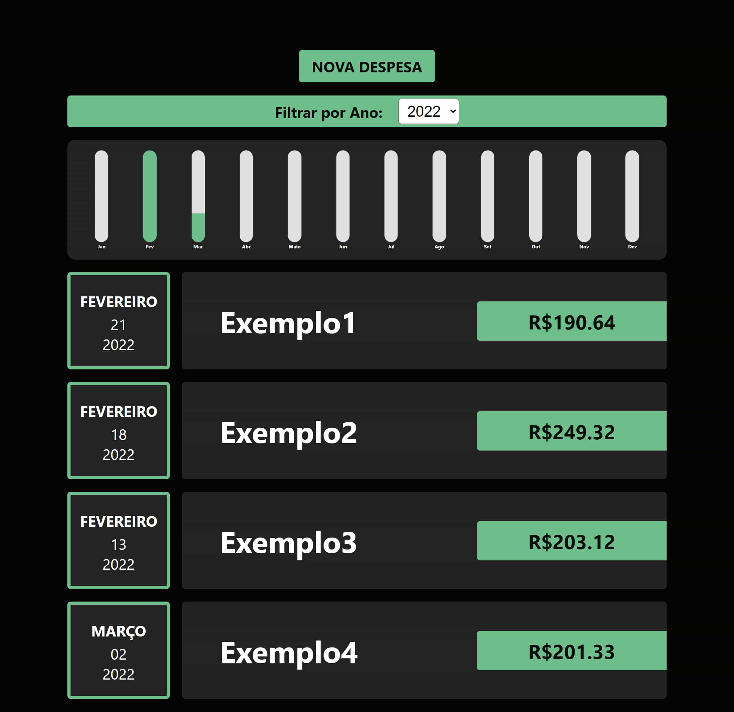 Screenshot expenses app